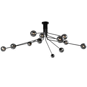 METAL CHANDELIER SMOKE GLASS 12 X 5W G9 LED
