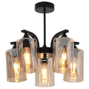 IRON & GLASS CHANDELIER 5X60W ES