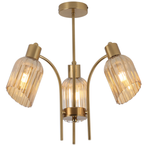 GOLD CHANDELIER WITH GLASS 3X40W ES