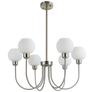 METAL & GLASS CHANDELIER 6X60W ES