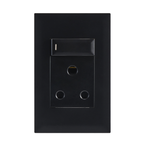 MODULAR BLACK 16A SOCKET WITH SWITCH 2 X 4