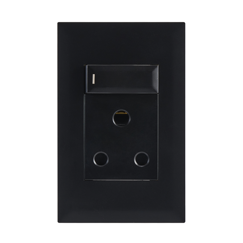 MODULAR BLACK 16A SOCKET WITH SWITCH 2 X 4