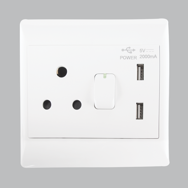16 AMP PLUG + 2 USB 5V each (5 per box)