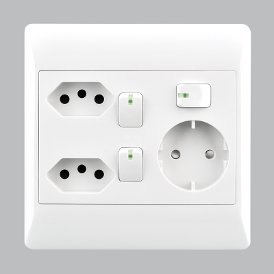 2 X 10 AMP + SCHUKO + 3 SWITCHES 4 X4