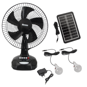 12" BLACK RECHARGEABLE TABLE FAN LIGHT SOURCE