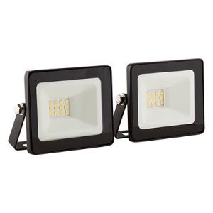 LED 10W Floodlight Black 4000K Twin Pack
