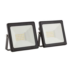 LED 20W Floodlight Black 4000K Twin Pack