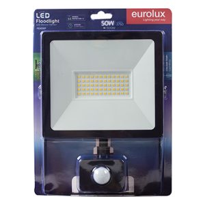 LED 50W Floodlight Black 4000K with Sensor Box