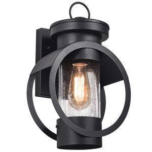 IRON & CLEAR SPECKLED GLASS IP44 1X60W ES