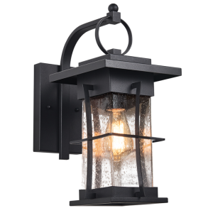 IRON & CLEAR SPECKLED GLASS IP44 1X60W ES