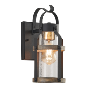 METAL & CLEAR SPECKLED GLASS IP54 1X60W ES