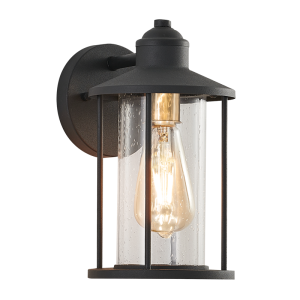 METAL &  CLEAR SPECKLED GLASS IP54 1X60W ES
