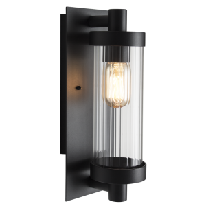 ALU FITTING FLUTED CLEAR GLASS IP44 1X60W ES