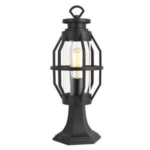 ALU & CLEAR GLASS PILLAR IP44 1X60W ES