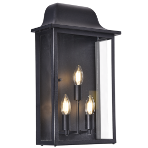 3 x 40W E14 IP54 METAL LANTERN CLEAR GLASS