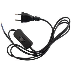 BLACK 1.8M CABLE WITH ON/OFF SWITCH & 2 PRON
