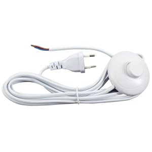WHITE 3.5M CABLE WITH FOOT SWITCH & 2 PRONG PLUG