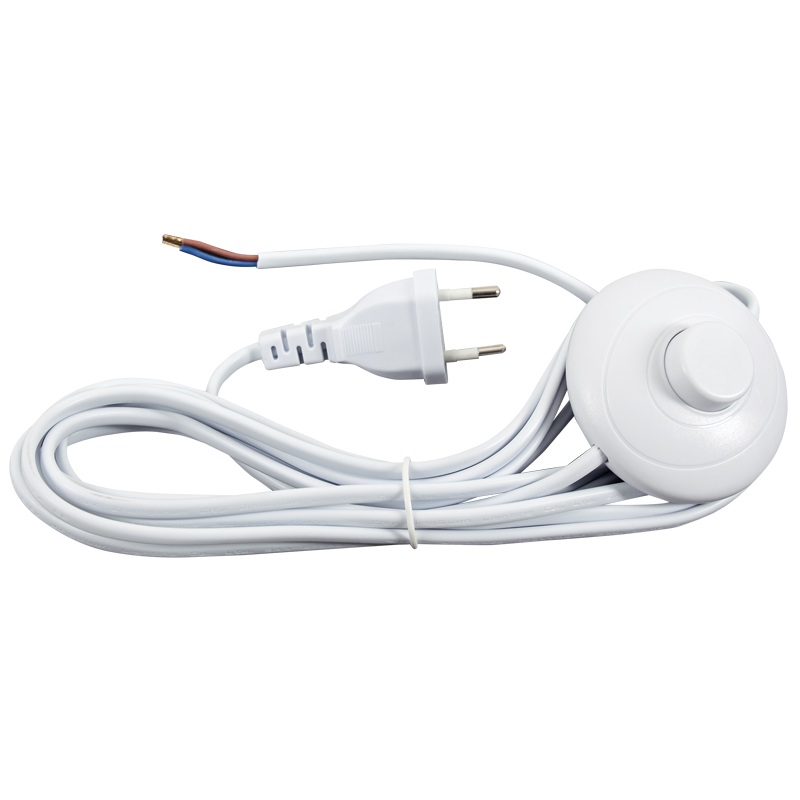 WHITE 3.5M CABLE WITH FOOT SWITCH & 2 PRONG PLUG