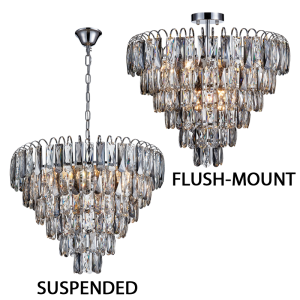 POLISHED CHR+CRYSTAL PENDANT DUAL 10X40W E14 SES