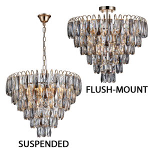 POLISHED CHR+CRYSTAL PENDANT DUAL 10X40W E14 SES