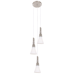 SATIN CHR WITH WHITE GLASS PENDANT 3X60W ES