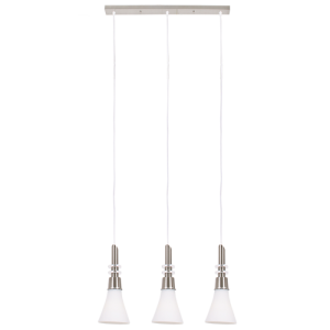 SATIN CHR WITH WHITE GLASS PENDANT 3X60W ES