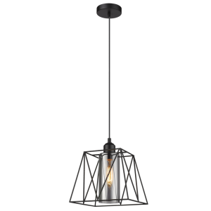METAL PENDANT WITH SMOKE INNER GLASS 1X60W ES