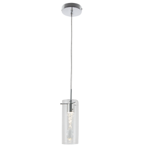 P/CHROME PENDANT + CLEAR GLASS +CRYSTAL 1X50W GU10
