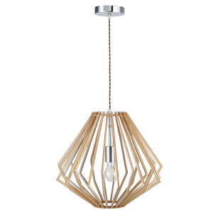 POLISHED CHR PENDANT WITH WOOD 1X11W ES