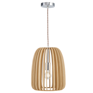 PENDANT WOOD WITH POLISED CHR 1X11W ES