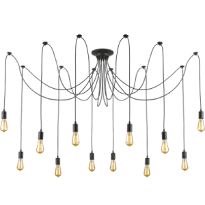 BLACK METAL CORD PENDANT 12X60W ES 2500MM CORDS