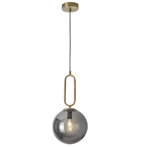 GOLD COLOUR METAL PENDANT SMOKE GLASS 1X40W SES