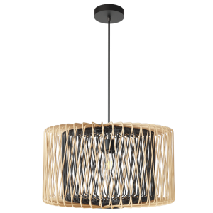 METAL AND BAMBOO PENDANT 1X11W ES LED