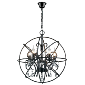 5LT METAL DOME WITH CRYSTALS 5X60W SES 480MM