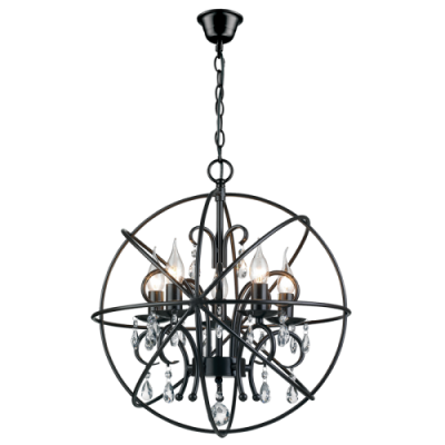 5LT METAL DOME WITH CRYSTALS 5X60W SES 480MM