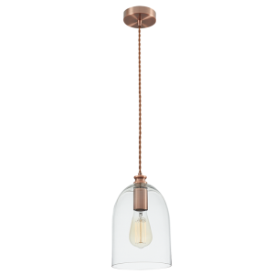 RED BRONZE CORD PENDANT WITH CLEAR GLASS 1X40W ES