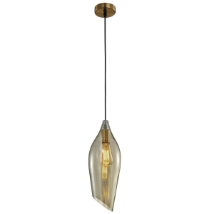 SATIN BRASS PENDANT COGNAC GLASS 1X60W ES