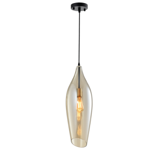 BLACK METAL PENDANT COGNAC GLASS 1X60W ES
