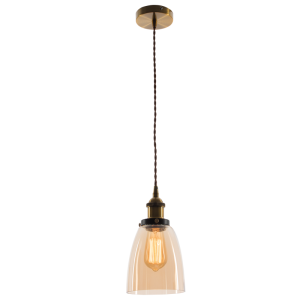 METALPENDANT  AMBER GLASS BROWN CABLE 1X60W ES