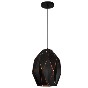 BLACK METAL PENDANT 1X60W ES 250MM