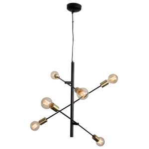 BLACK META PENDANT ADJ ARMS 6X40W ES