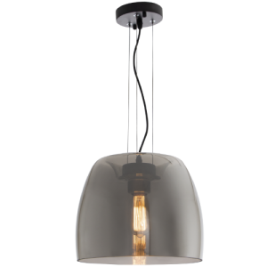 METAL PENDANT SMOKE GLASS 1X60W ES 300MM