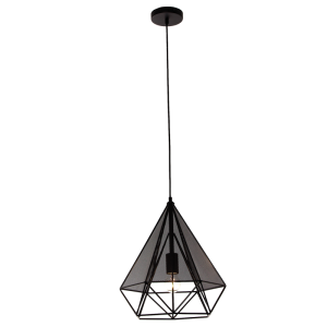 BLACK METAL PENDANT WITH MESH 1X60W SES