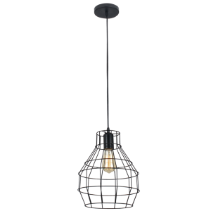 BLACK METAL PENDANT 1X60W ES 250MM