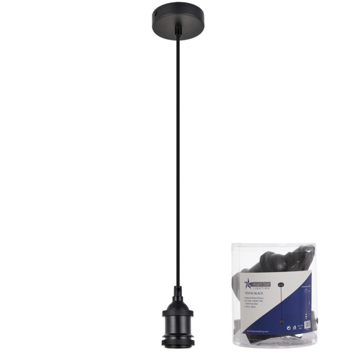 BLACK/ TEXTILE BLACK CABLE 1X60W ES