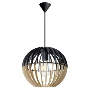 NATURAL& BLACK 2 TONE WOOD PENDANT 1X60W ES