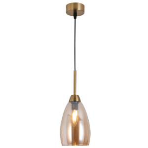 GOLD METAL PENDANT WITH AMBER GLASS 1X40W SES