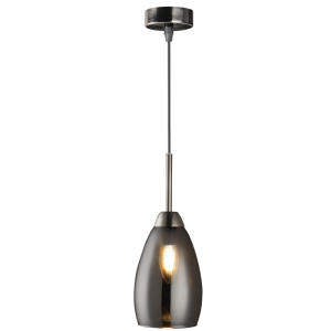GUN METAL PENDANT SMOKE GLASS 1X40W SES 115MM