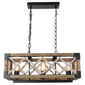 METAL&WOOD&BEAD PENDANT 3X60W ES