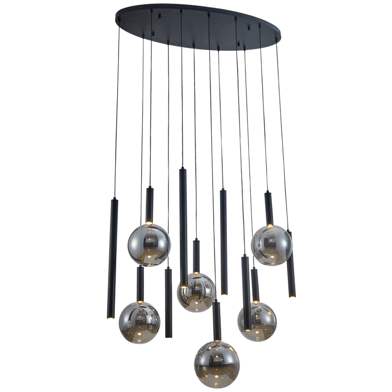 6+6 x G9 METAL & GLASS PENDANT